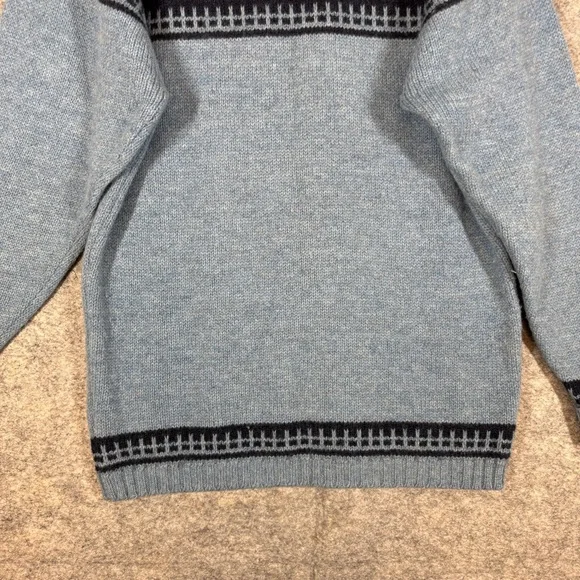 Merino Knitwear Blue Fair Isle Wool Sweater Nordic Pattern Denmark Fisherman - Picture 14 of 15